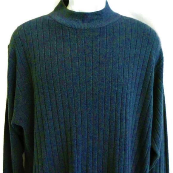 Vintage 80s Geoffrey Beene Sweater Mock NO itch Acrylic Mens Midnight Blue XL - Picture 5 of 6